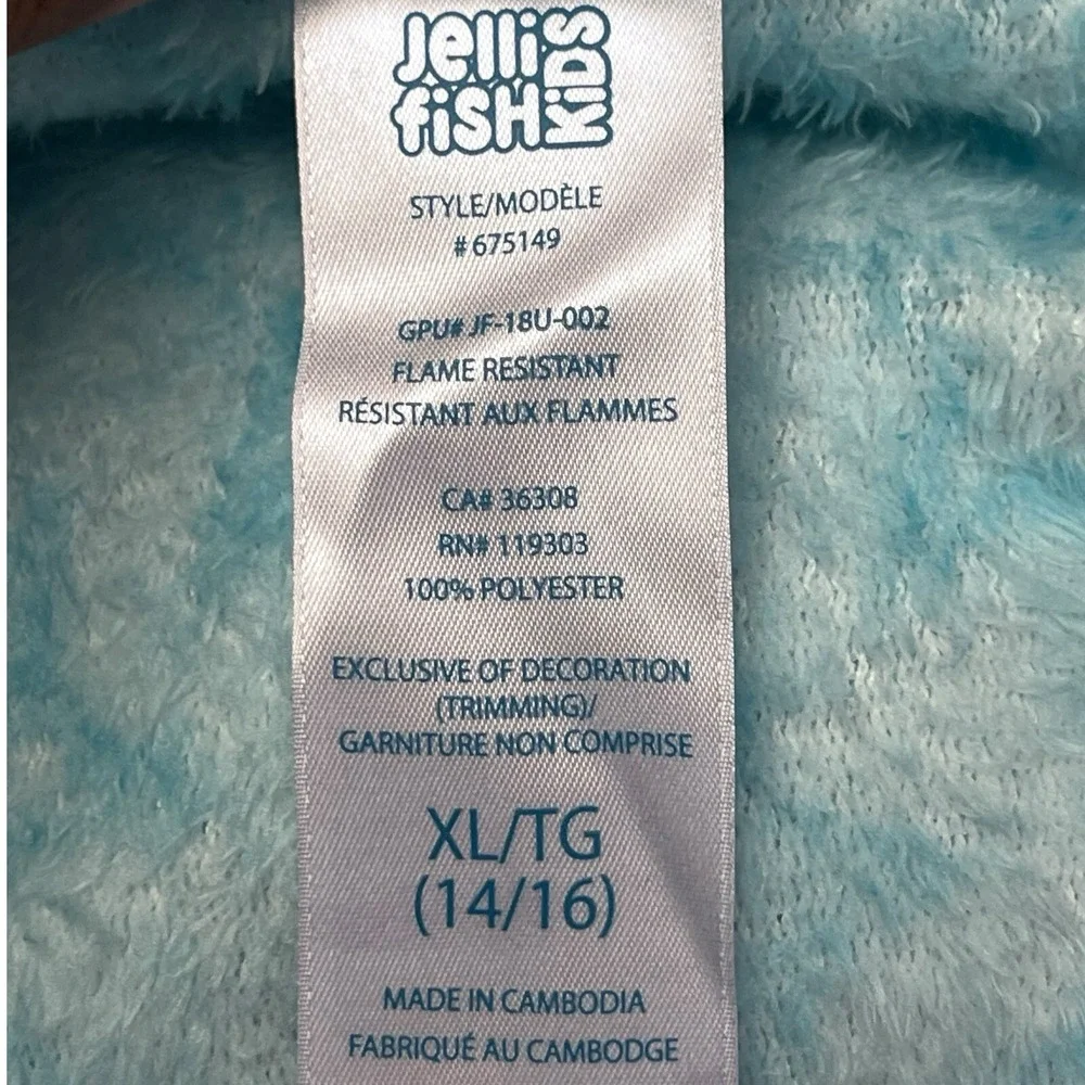 Jellifish Kids Girls XL 14/16‎ Blue Unicorn Hooded Plush Star Bath Robe Cozy
